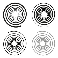 black circle spiral set on white background. Graphic element. Vector illustration.