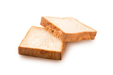 Slices of bread isolated on white background.