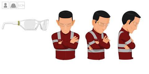 worker with glasses on white background