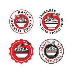Ramen noodle japanese food design logo collection