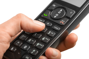 Old cell phone keyboard isolated on white background