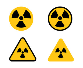 Obraz premium Radiation warning vector illustrations set. Radiation signs.