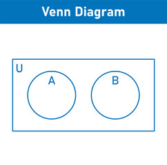 Venn diagram of two disjoint circles. Vector illustration isolated on white background.