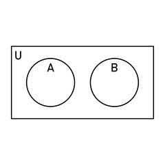 Venn diagram of two disjoint circles. Vector illustration isolated on white background. - obrazy, fototapety, plakaty