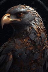 Fototapeta premium An ornate eagle in black and brown Generative Ai