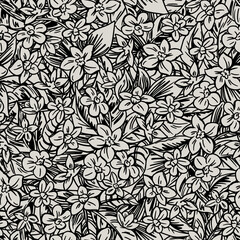 SEAMLESS HAND DRAWN SKETCH DOODLE DITSY FLOWER FLORAL BOTANICAL DENSE PLANT TEXTURE PATTERN SWATCH