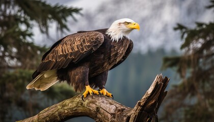 Bald Eagle On Tree branch ai, ai generative, illustration