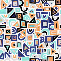 Colorful geometric shapes in random movement