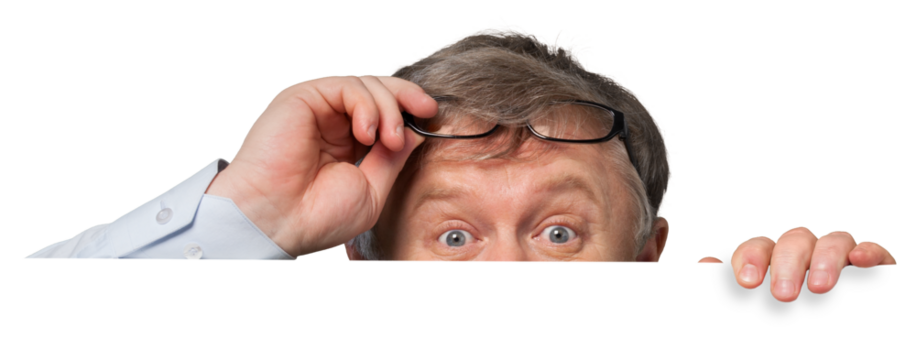 A positive adult man holds white billboard