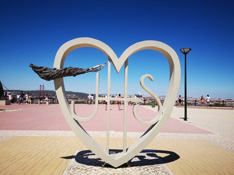 On the ground of National Sanctuary of Christ the King in Lisbon, Portugal