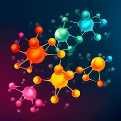 Obraz premium Colorful Molecule, Generative AI