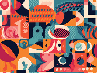 Patriotic Pop: A Colorful and Textured Pattern Celebrating Americana Iconography