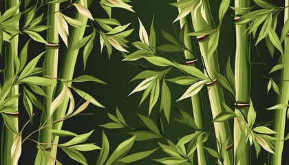 Bamboo with leaf seamless pattern background
