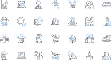 Global perspective line icons collection. Inclusive, Worldview, Diversity, Interconnected, Universal, Collaboration, Cosmopolitan vector and linear illustration. Holistic,Cross-cultural,Borderless