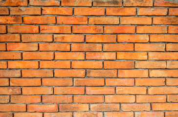 Background of brick wall texture. Modern vintage brown brick wall texture for wash retro orange background, old brick wall texture grunge shabby background, weathered texture, yellow old wall.