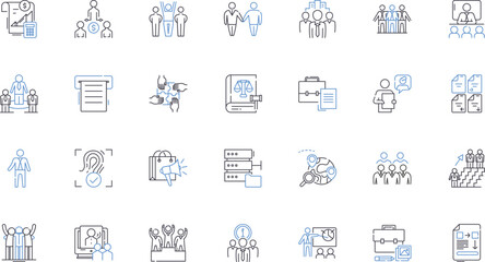 Capital raising line icons collection. Funding, Investment, Financing, Crowdfunding, Equity, Seed, Angel vector and linear illustration. Venture,Debt,Valuation outline signs set