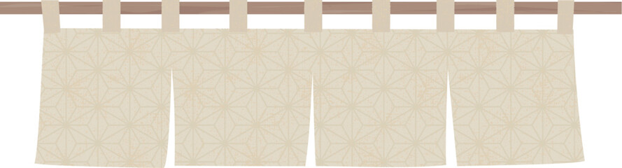 麻布風の水引暖簾　麻の葉の和柄入り