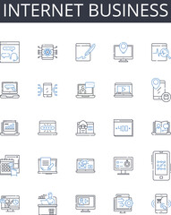 Fototapeta premium Internet business line icons collection. Online business, E-commerce, Web-based business, Digital enterprise, Cybercommerce, Virtual business, Web commerce vector and linear illustration. Electronic