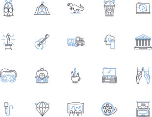 Web design line icons collection. Aesthetics, Accessibility, Usability, Functionality, Responsiveness, Navigation, Interactivity vector and linear illustration. Interfaces,Branding,Colors outline