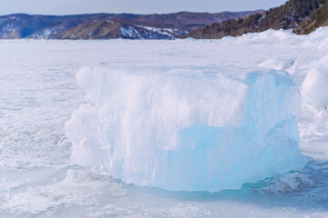 Ice mountains on the frozen Baikal