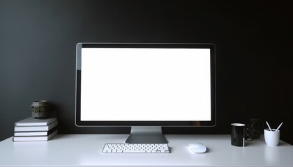 White screen on a desktop computer ai, ai generative, illustration