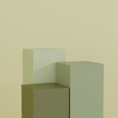 Set of realistic colorful abstract 3D room with stand or podium. Minimal wall scene with shadow overlay. Stage showcase, Product display.