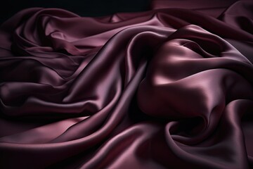 Obraz premium Dark mauve silk satin background. The rich mauve color and silky texture of satin create a sophisticated and glamorous look, perfect for high-end designs or any project that needs a luxurious, AI