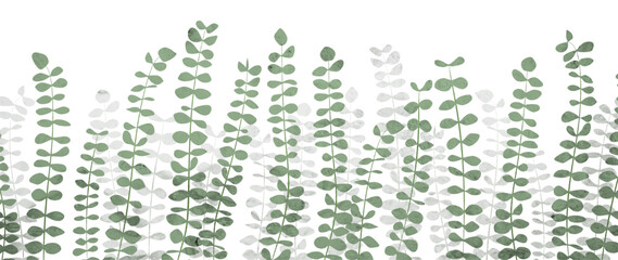 Abstract art background with leaves on a branch in a watercolor style. Botanical banner for decoration design, wallpaper, print, textile, interior design, poster.