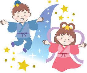 七夕　織姫と彦星　天の川