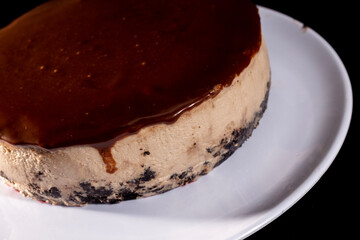 chocolate cake on a plate , chocolate mousse , dessert of tiramisu