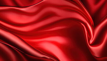 Fototapeta na wymiar red fabric silk background with pleats. Texture of satin cloth. Generative AI