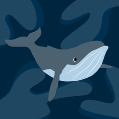 The cute whale in the ocean