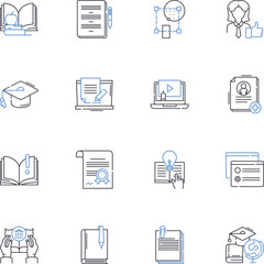 Public speaking line icons collection. Confidence, Delivery, Stage fright, Articulation, Presence, Voice, Gesture vector and linear illustration. Posture,Eye contact,Audience outline signs set