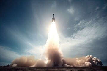 Dramatic image of a rocket launch. Generative AI