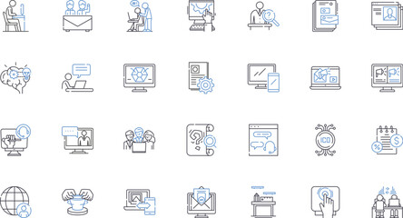 Industry summit line icons collection. Conferences, Nerking, Dialogues, Collaborations, Workshops, Interactions, Discussions vector and linear illustration. Compatibility,Synergy,Conventions outline