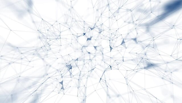 The blue elements of the net move against the white background. Bokeh. Seamless loop.