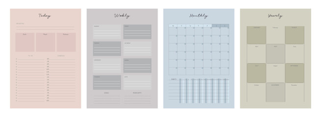 4 set today and weekly and monthly and yearly planner. 