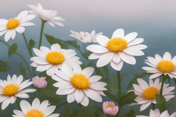 A bunch of daisies. Generative AI.