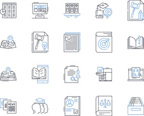 Sales strategy line icons collection. Upselling, Cross-selling, Conversion, Pipeline, Funnel, Prospecting, Closing vector and linear illustration. Objections,Negotiation,Leads outline signs set