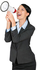 Businesswoman shouting into a megaphone
