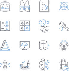 Legal justice line icons collection. Equity, Fairness, Jurisdiction, Litigation, Conviction, Sentencing, Adjudication vector and linear illustration. Parole,Probation,Appeal outline signs set