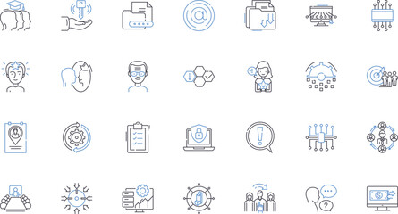 Vendor relations line icons collection. Cooperation, Collaboration, Communication, Trust, Transparency, Negotiation, Partnership vector and linear illustration. Loyalty,Agreement,Commitment outline