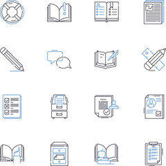 Virtual education line icons collection. E-learning, Cyberlearning, Distance learning, Tele-education, Online learning, Remote learning, Web-based learning vector and linear illustration. Digital