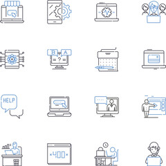 Appraiser line icons collection. Valuation, Assessment, Expert, Estimate, Opinion, Accredited, Property vector and linear illustration. Real estate,Evaluation,Analysis outline signs set