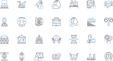 Commercial arrangements line icons collection. Agreements, Contracts, Partnerships, Deals, Arrangements, Collaborations, Alliances vector and linear illustration. Agreements,Transactions,Joint