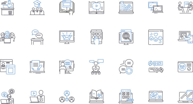 World Wide Web inhabitants line icons collection. netizens, surfers, bloggers, tweeters, influencers, vloggers, podcasters vector and linear illustration. streamers,gamers,shoppers outline signs set