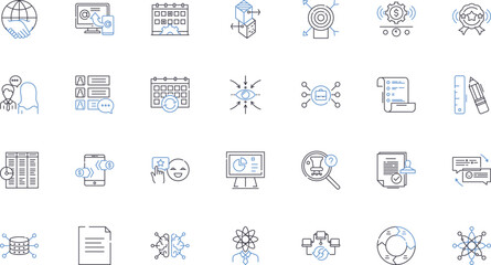 Fototapeta premium Cooperative relations line icons collection. Collaboration, Teamwork, Alliance, Mutualism, Partnership, Coexistence, Coordination vector and linear illustration. Synergy,Cooperation,Fellowship outline