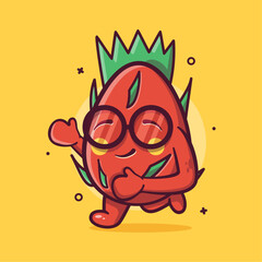 cheerful dragon fruit character mascot running isolated cartoon in flat style design