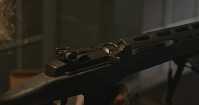 Ruger Mini-14 Rifle firing and ejecting a spent casing