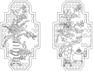 Japanese abstract artwork painting vector illustration sketch